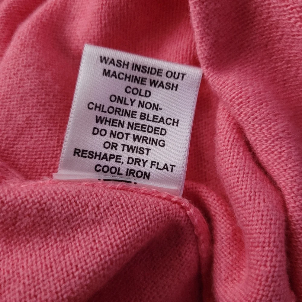 Elle Cardigan Sweater Large Pink Button Front Cotton Rayon Coquette Girl Pretty